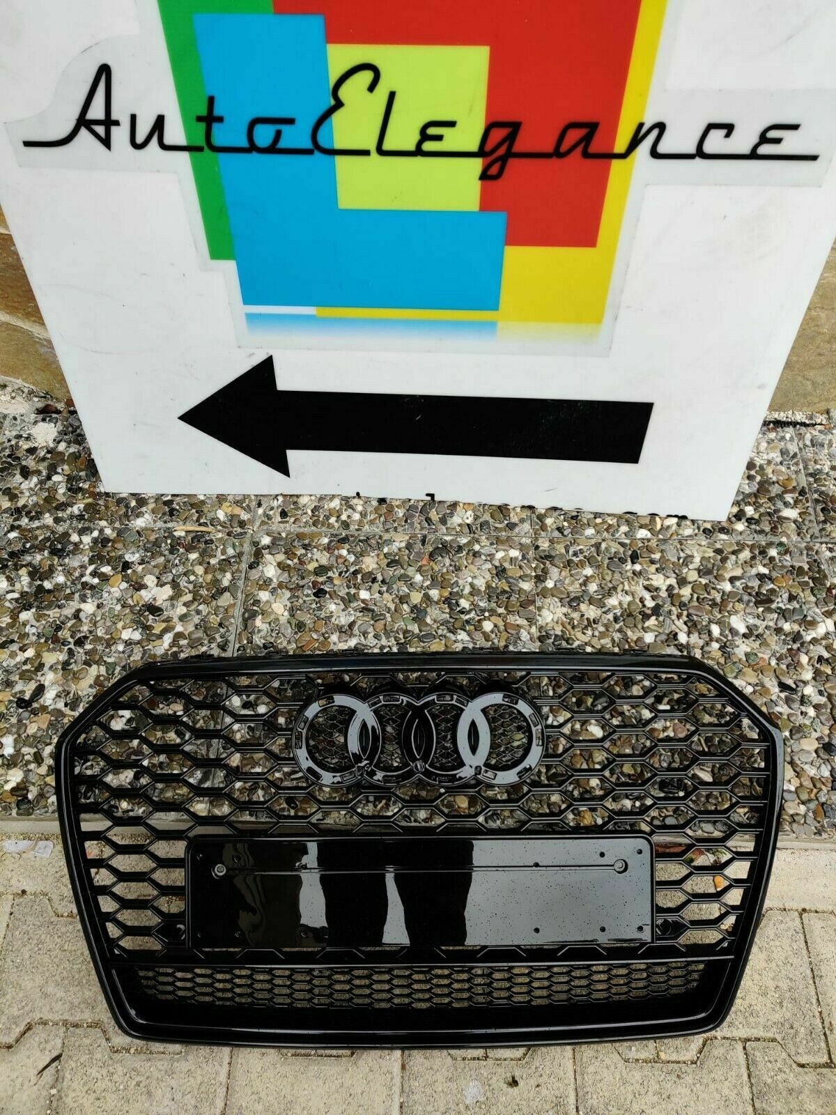 Griglia Anteriore Maschera Calandra Nido D'ape Nero Lucido Per Audi A6 Griglia Anteriore Maschera Calandra Nido D'ape Nero Lucido Per Audi A6