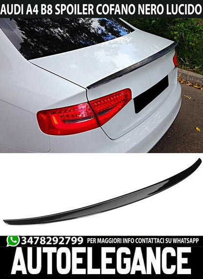 SPOILER LOOK S4 POSTERIORE COFANO AUDI A4 B8 8K BERLINA 08-15 VERNICIATO NERO