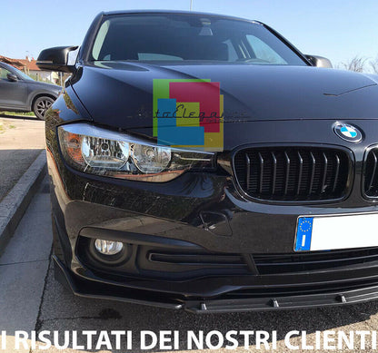 0104 BMW SERIE 3 F30 F31 2011+ SPLITTER PARAURTI ANTERIORE NERO LUCIDO LOOK RS AUTOELEGANCERICAMBI