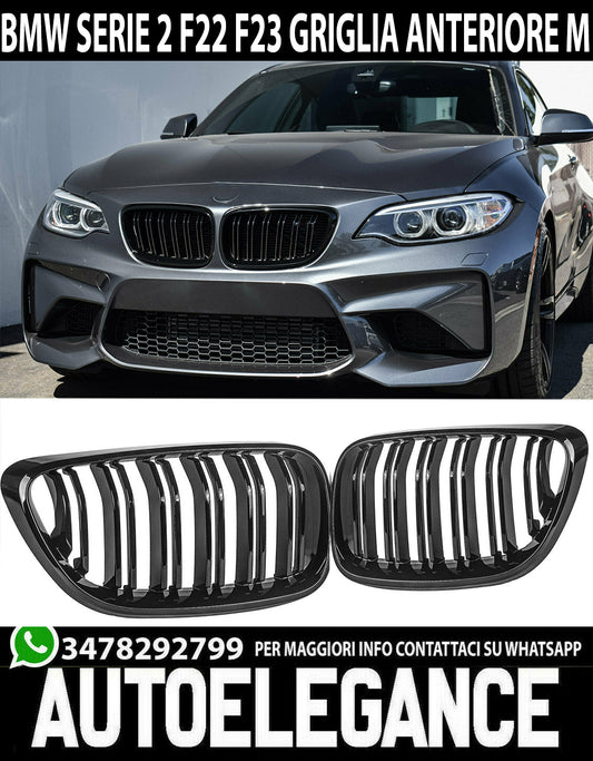 FRONT GRILLE M DOUBLE BAND BMW 2 SERIES F22 F23 2014-2016 GLOSS BLACK