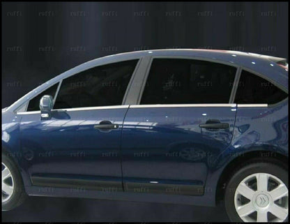 CROMATURA CORNICI FINESTRINI 8PZ CITROEN C4 MK1 2004-2010 INOX ADESIVO 0032 AUTOELEGANCERICAMBI