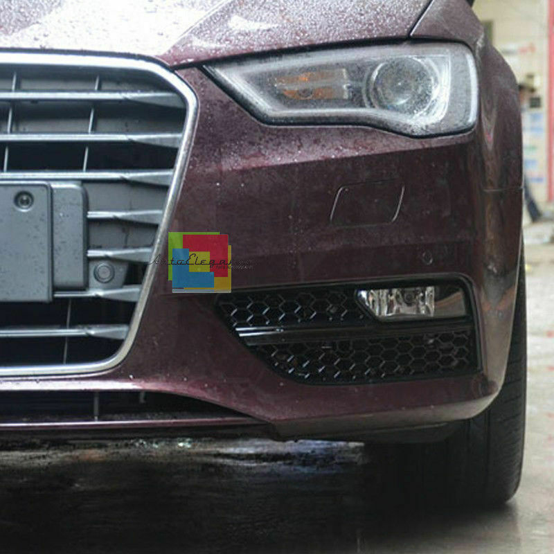 SIDE FOG LIGHT GRILLS AUDI A3 8V 2012+ RS3 DESIGN HONEYCOMB LOOK BLACK 