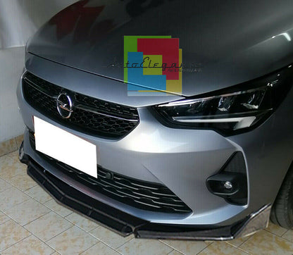 0183 OPEL CORSA F SPLITTER PARAURTI ANTERIORE NERO LUCIDO LOOK RS AUTOELEGANCERICAMBI