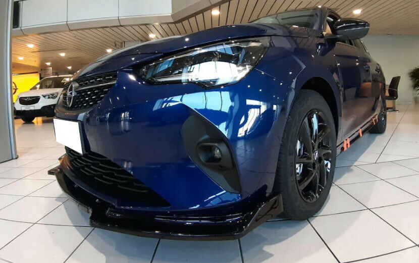 0024 OPEL CORSA F 2019+ LAMA SOTTO PARAURTI ANTERIORE ABS NERO LUCIDO SPLITTER - AUTOELEGANCERICAMBI