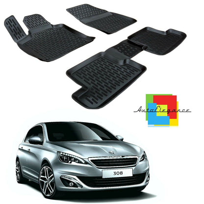 SET OF CUSTOM RUBBER CAR INTERIOR MATS FOR PEUGEOT 308 2015+ 0032