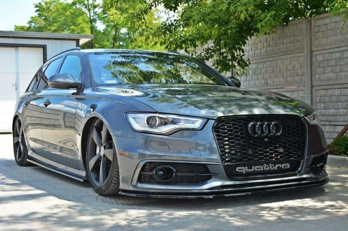 AUDI A6 4G C7 FRONT BUMPER SPLITTER GLOSSY BLACK BLADE