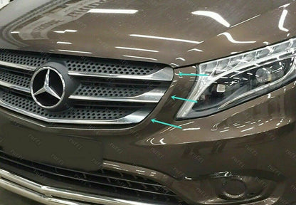 CROMATURA GRIGLIA FRONTALE 5PZ MERCEDES VITO W447 2014+ INOX ADESIVO 0032 AUTOELEGANCERICAMBI