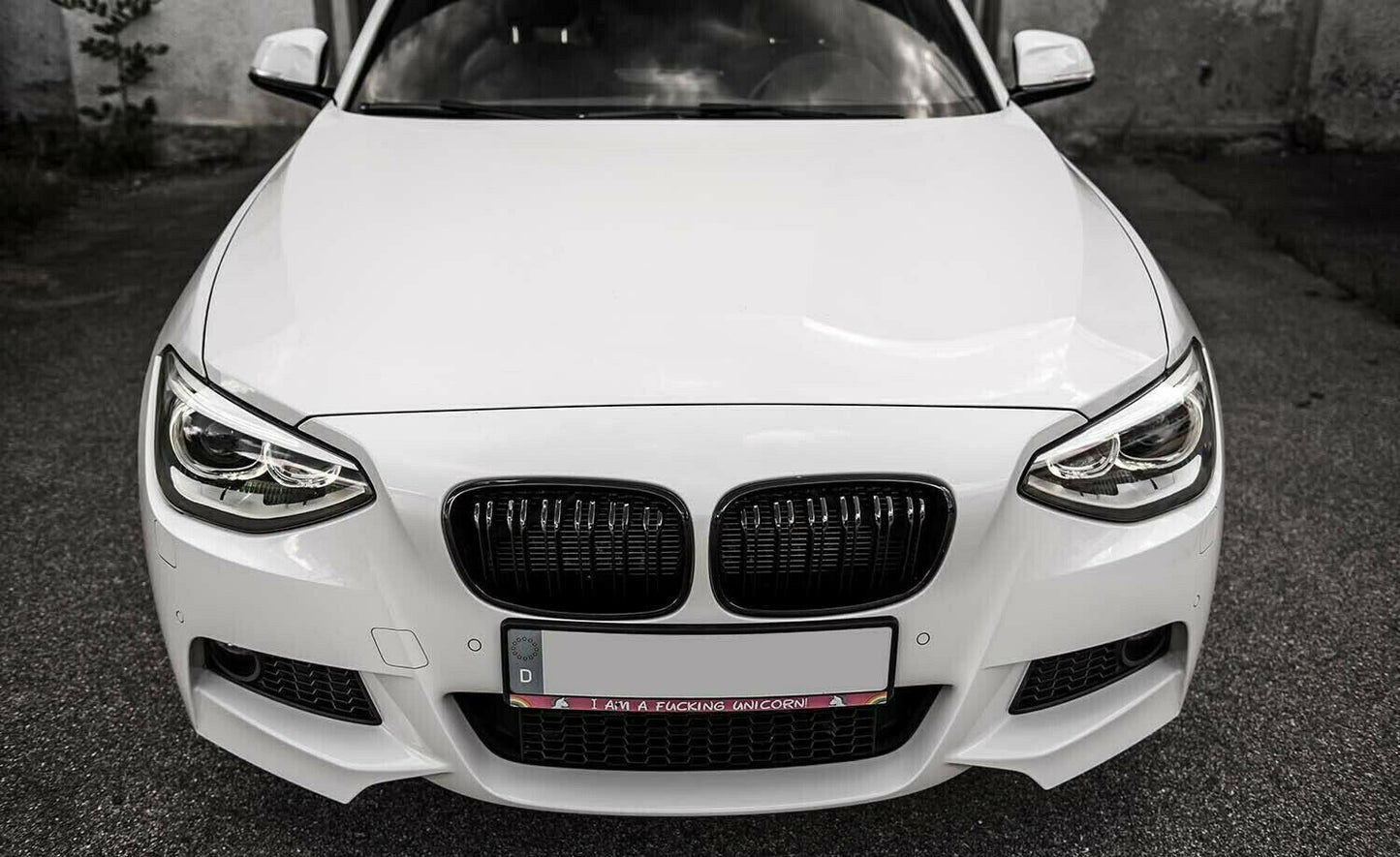 FRONT MUSTACHE GRILLE 1 SERIES F20 F21 2010-2015 M LOOK GLOSSY BLACK DOUBLE KIDNEY NEWS