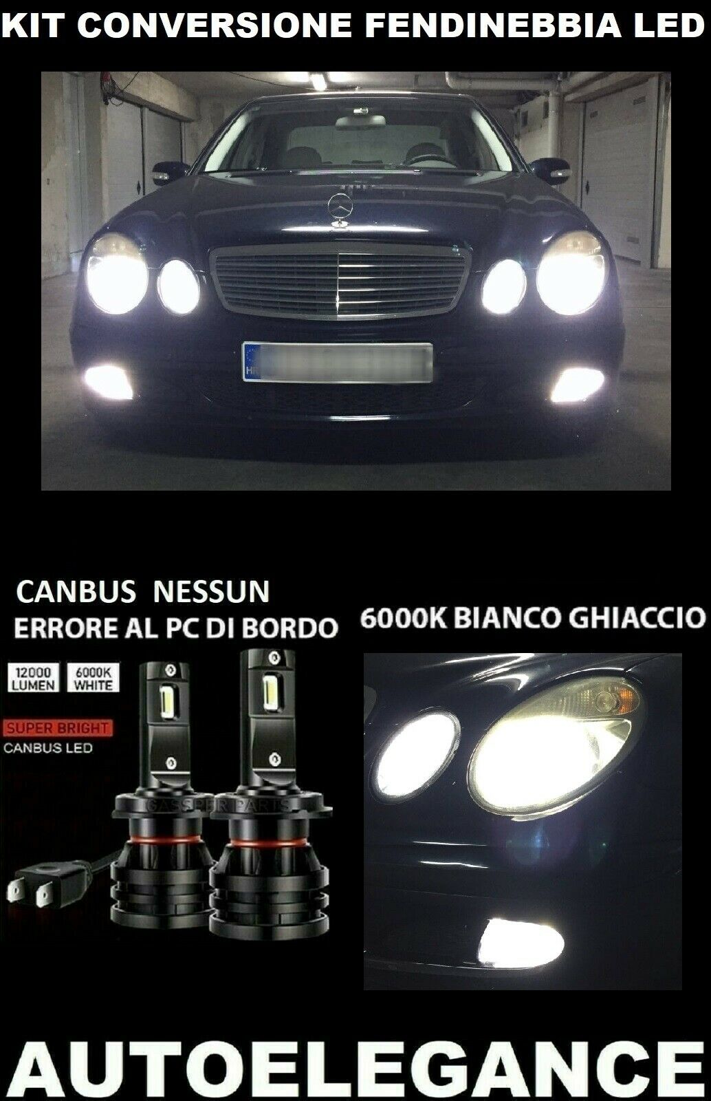 MERCEDES E-CLASS W211 LED FOG LIGHT KIT 10.000LM CAMBUS 0032