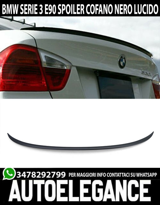 BMW SERIE 3 E90 BERLINA 2005-2012 SPOILER SUL COFANO NERO LUCIDO AUTOELEGANCERICAMBI