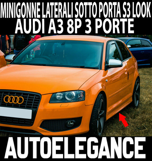 MINIGONNE LATERALI AUDI A3 8P 2003-2012 LOOK S-LINE S3 SOLO PER 3 PORTE