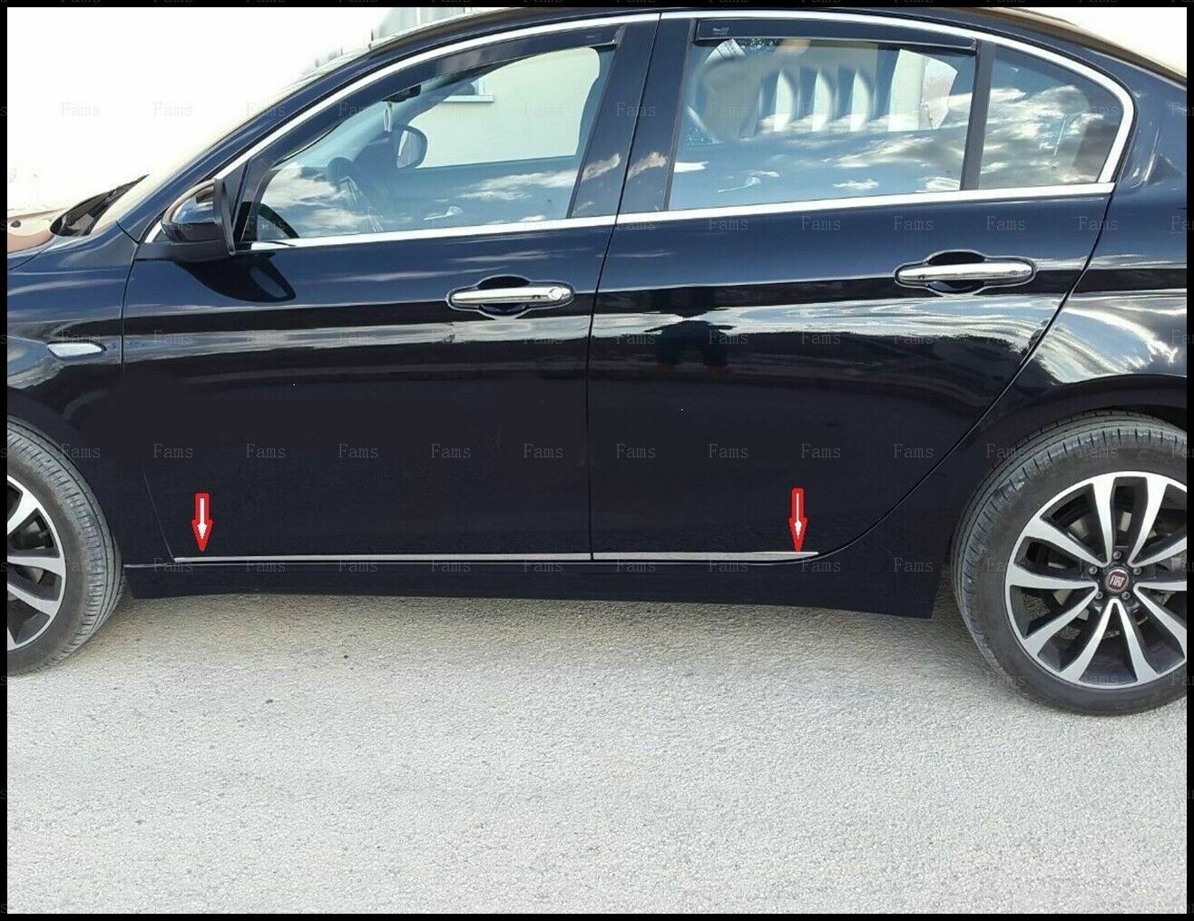 CROMATURA FASCE LATERALI PORTIERE 4PZ FIAT TIPO 2015+ ACCIAIO INOX ADESIVO 0032 AUTOELEGANCERICAMBI