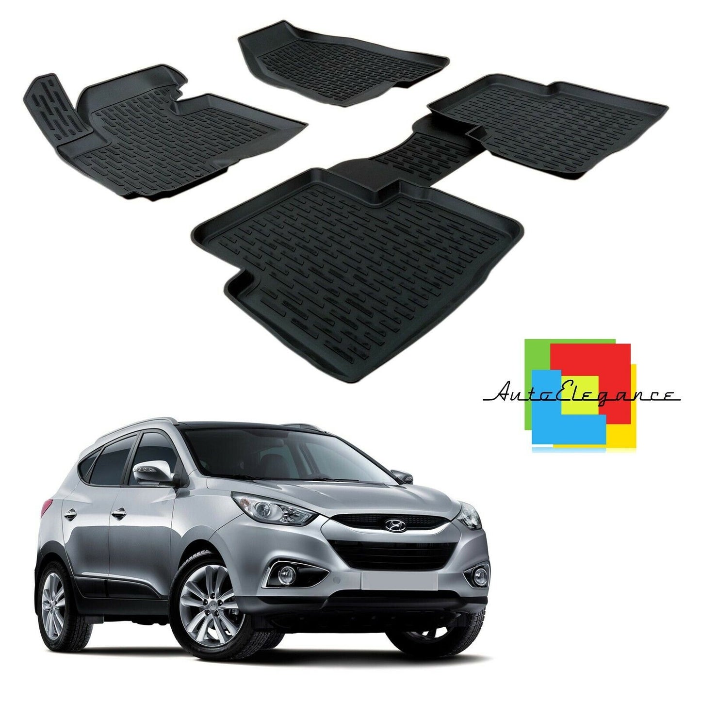 SET TAPPETINI INTERNI AUTO IN GOMMA SU MISURA HYUNDAI IX35 2010-2015 0032