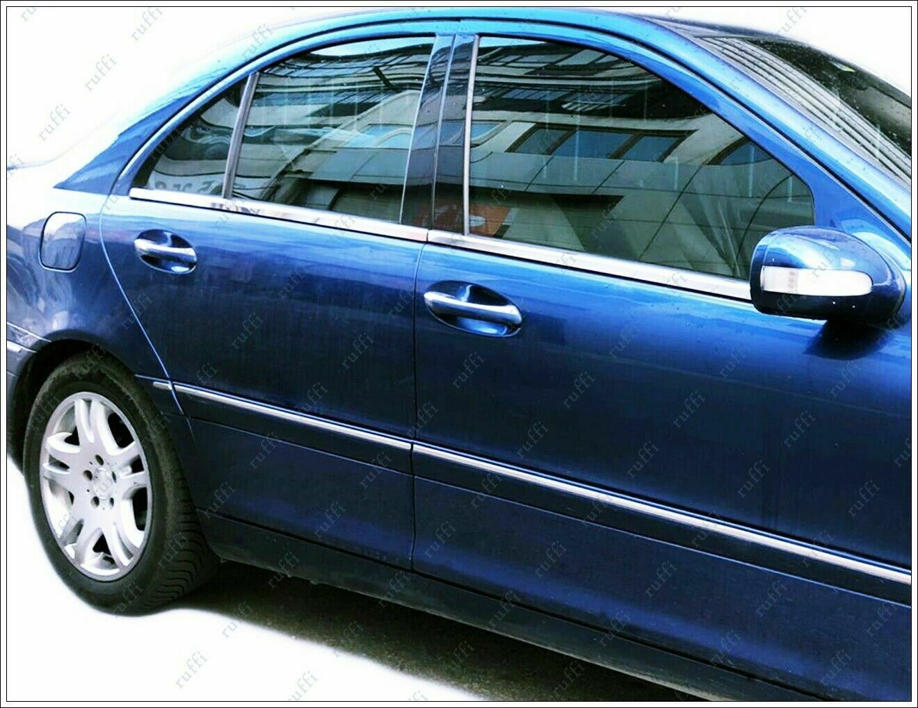 CROMATURA CORNICI FINESTRINI 4PZ MERCEDES C W203 2000-2007 INOX ADESIVO 0032 AUTOELEGANCERICAMBI