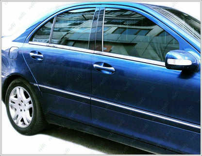 CROMATURA CORNICI FINESTRINI 4PZ MERCEDES C W203 2000-2007 INOX ADESIVO 0032 AUTOELEGANCERICAMBI