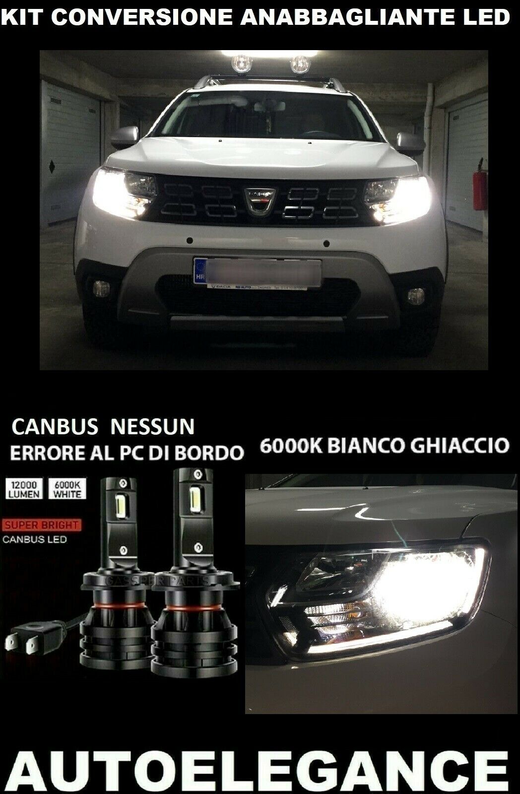 DACIA DUSTER MK2 KIT ANABBAGLIANTI LED 16.000LM CAMBUS 0032 AUTOELEGANCERICAMBI