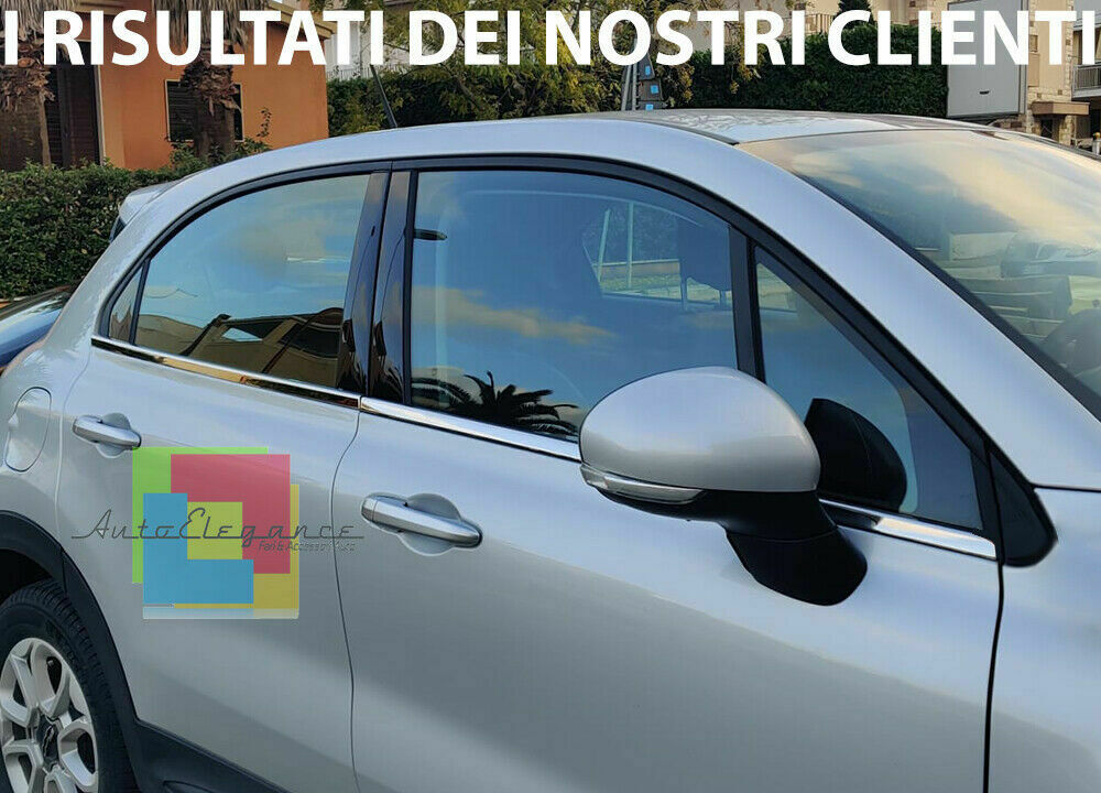 CORNICE FINESTRINI CROMATA FIAT 500X 2014+ MODANATURE ADESIVE ACCIAIO INOX 0032 AUTOELEGANCERICAMBI