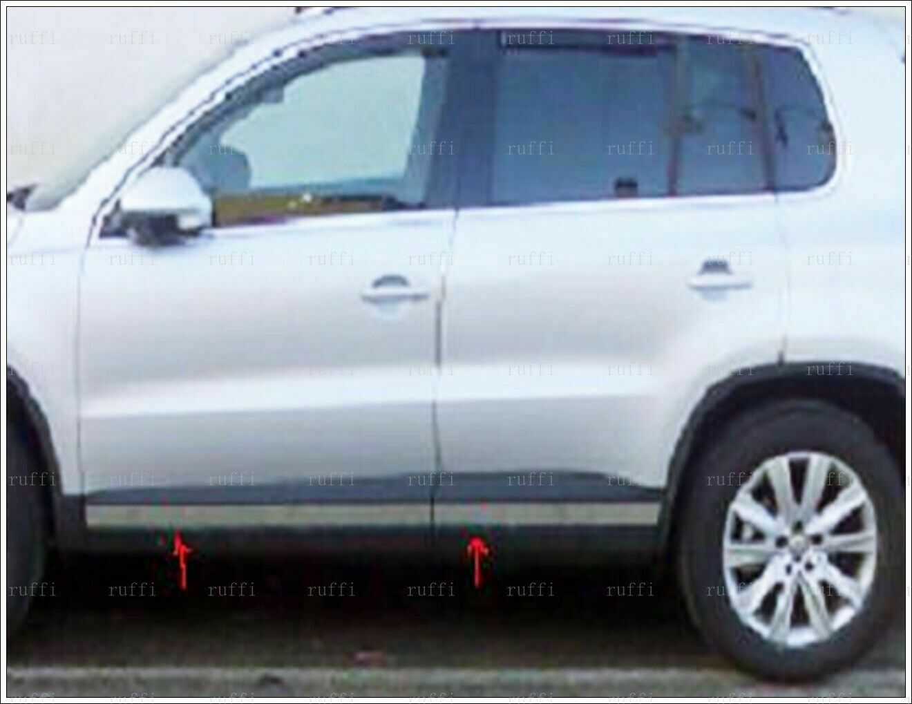 CROMATURA FASCE LATERALI PORTIERE 4PZ VW TIGUAN MK1 2007-2016 INOX ADESIVO 0032 AUTOELEGANCERICAMBI
