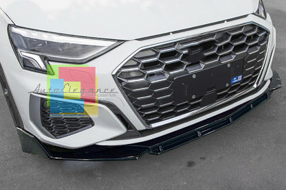 0283 AUDI A3 8Y 2019+ SPLITTER PARAURTI ANTERIORE NERO LUCIDO LOOK RS AUTOELEGANCERICAMBI