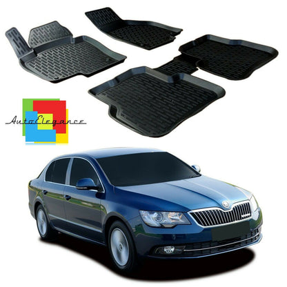 SET OF CAR INTERIOR RUBBER MATS MADE TO MEASURE SKODA SUPERB 2008-2015 0032