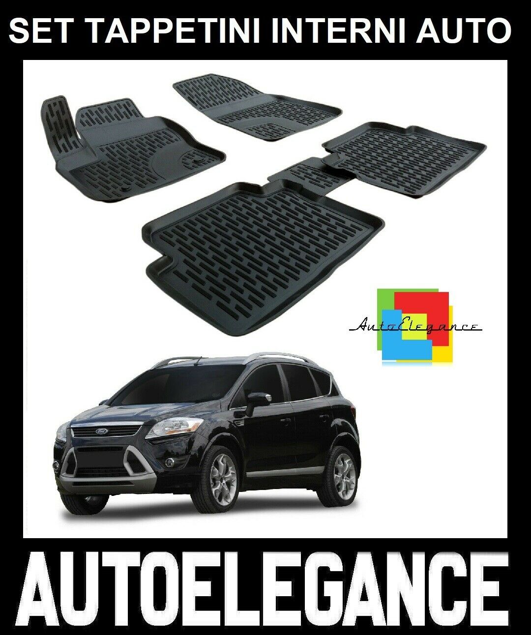SET OF CUSTOM RUBBER CAR INTERIOR MATS FORD KUGA I 2008-2013 0032