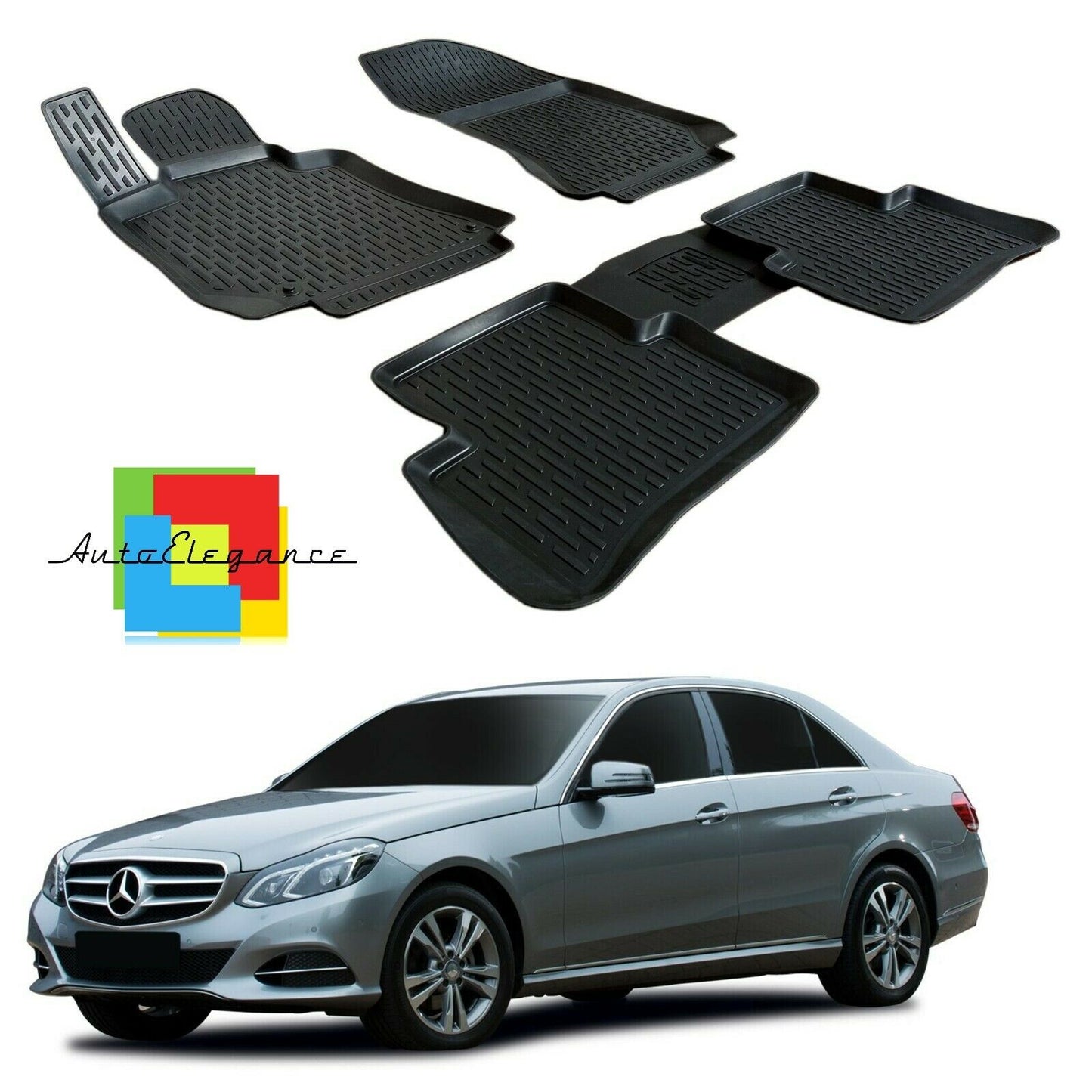 SET OF CUSTOM RUBBER CAR INTERIOR MATS FOR MERCEDES E-CLASS W212 0032
