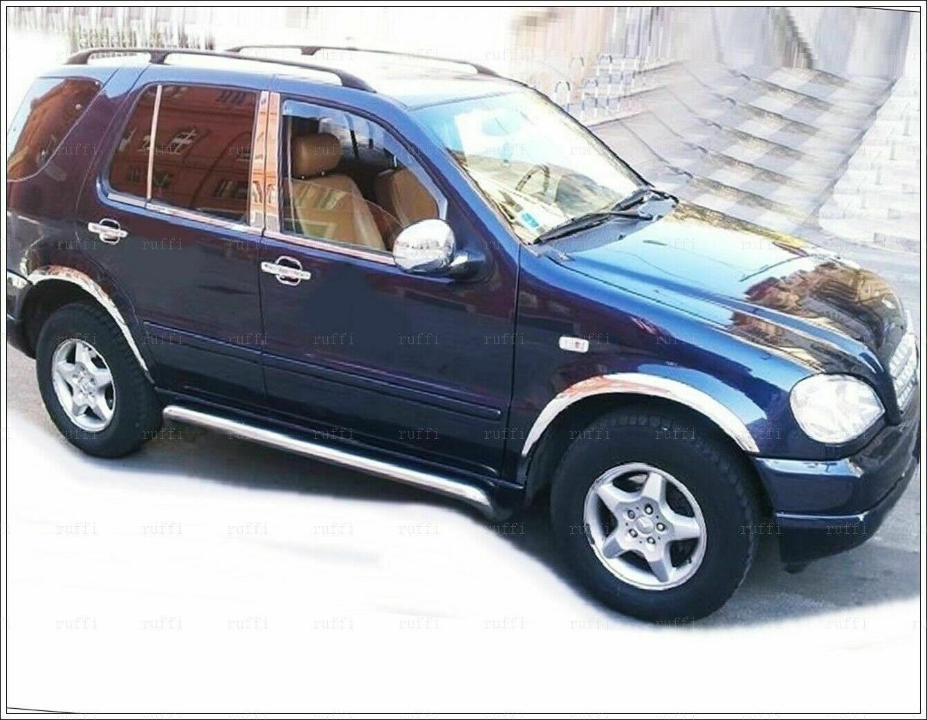 CROMATURA CORNICI FINESTRINI 6PZ MERCEDES ML W163 1998-2005 INOX ADESIVO 0032 AUTOELEGANCERICAMBI