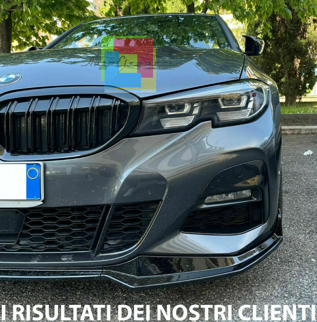 0068 BMW SERIE 3 G20 G21 M SPORT SPLITTER PARAURTI ANTERIORE SPOILER NERO LAMA AUTOELEGANCERICAMBI