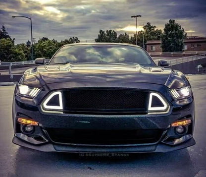 MASCHERINA FORD MUSTANG 2015-2017 GRIGLIA ANTERIORE NERA NIDO D'APE CON LED