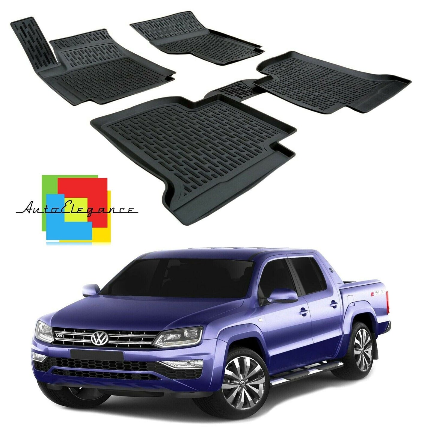 CUSTOM RUBBER CAR INTERIOR MATS SET VW AMAROK 2010+ 0032