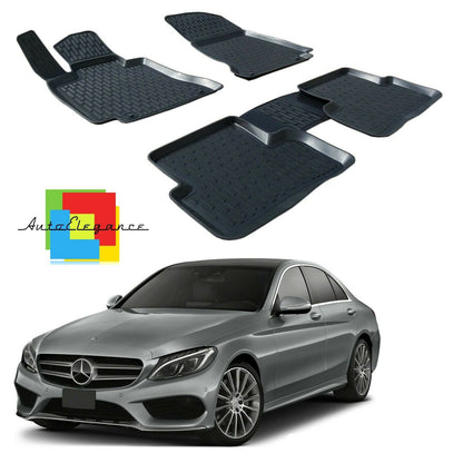 SET OF CUSTOM RUBBER CAR INTERIOR MATS FOR MERCEDES C-CLASS W205 0032