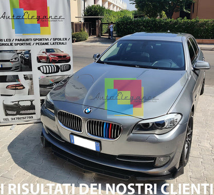 0226 BMW SERIE 5 F10 F11 SPLITTER PARAURTI ANTERIORE NERO LUCIDO LOOK RS AUTOELEGANCERICAMBI