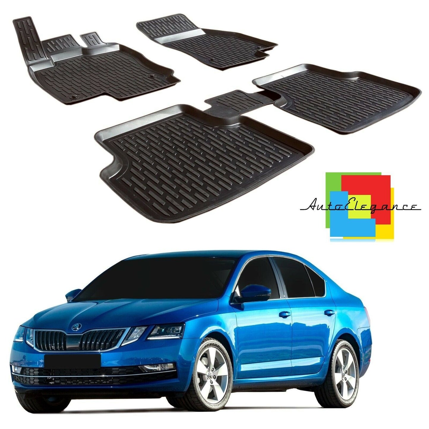 SET OF CUSTOM RUBBER CAR INTERIOR MATS SKODA OCTAVIA 2013+ 0032