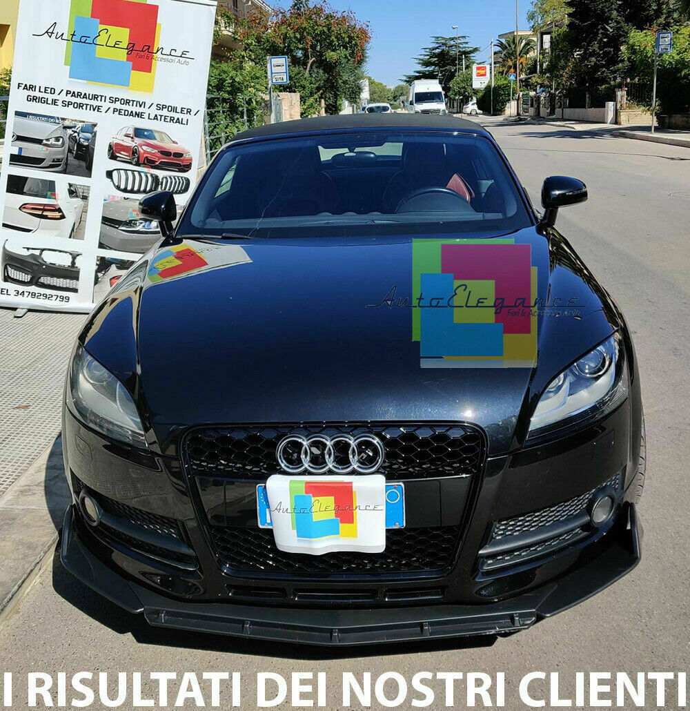 0222 AUDI TT 8J 2006-2014 SPLITTER PARAURTI ANTERIORE NERO LUCIDO LOOK RS AUTOELEGANCERICAMBI