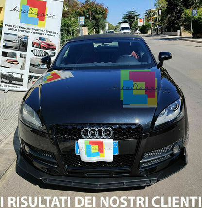0222 AUDI TT 8J 2006-2014 SPLITTER PARAURTI ANTERIORE NERO LUCIDO LOOK RS AUTOELEGANCERICAMBI