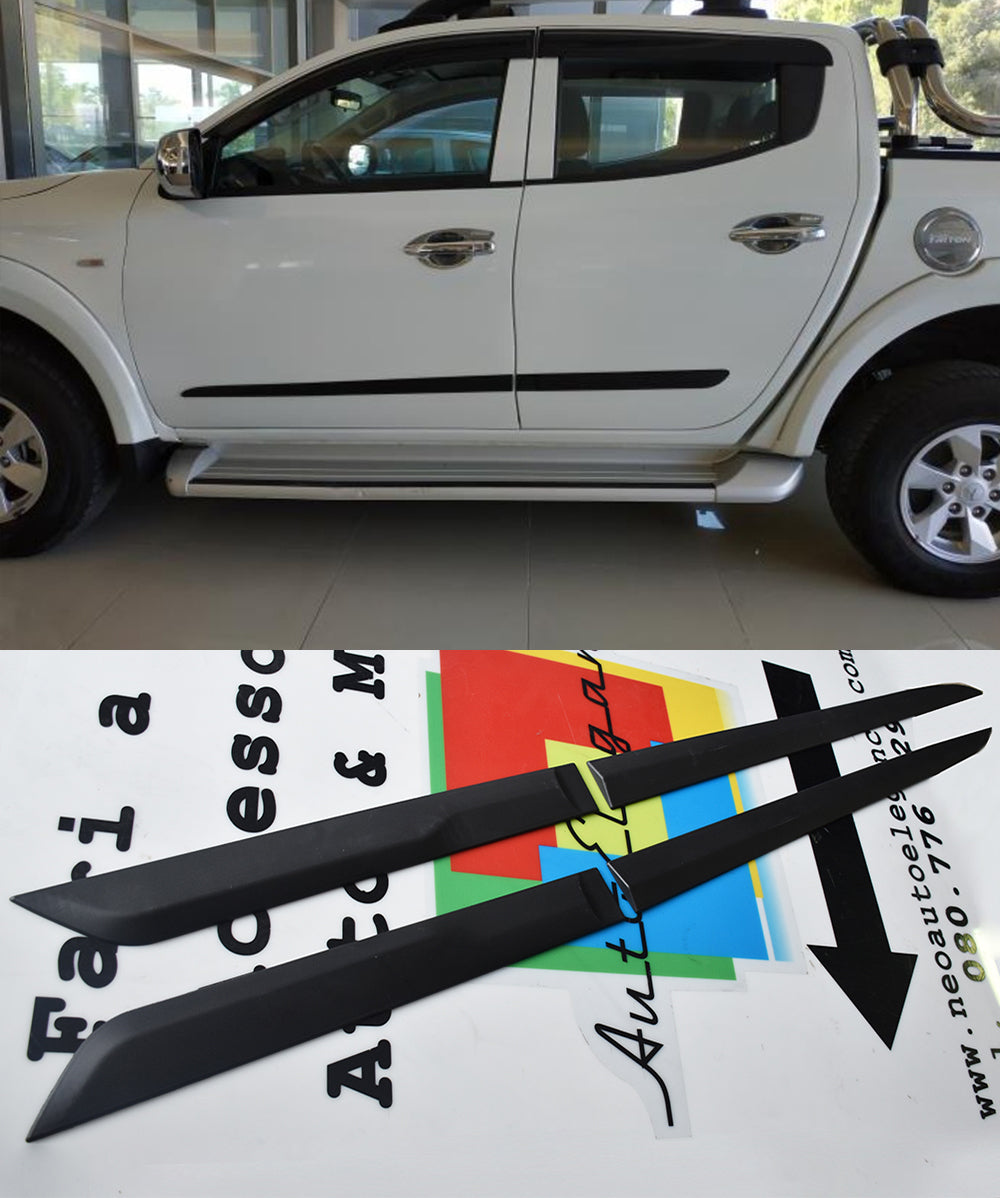 MITSUBISHI L200 PROTEZIONE PORTIERE ADESIVE 3M IN ABS 4 PEZZI BOMBATURE PORTA