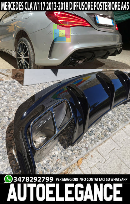 MERCEDES CLA W117 2013-2018 REAR DIFFUSER ABS AMG MUFFLERS A45