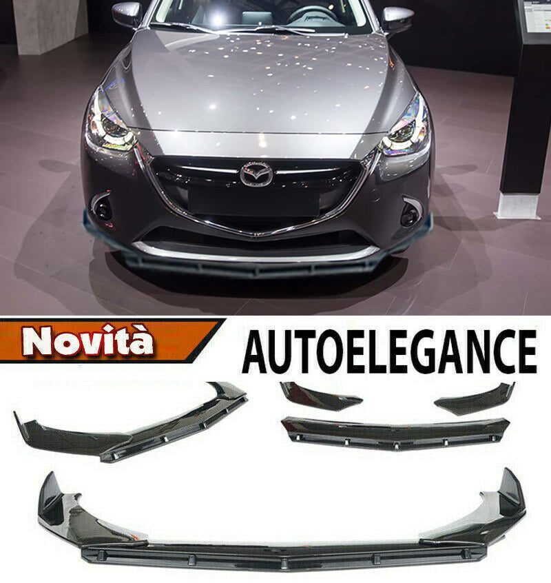 MAZDA 2 2014+ FRONT BUMPER SPLITTER GLOSS BLACK RS LOOK