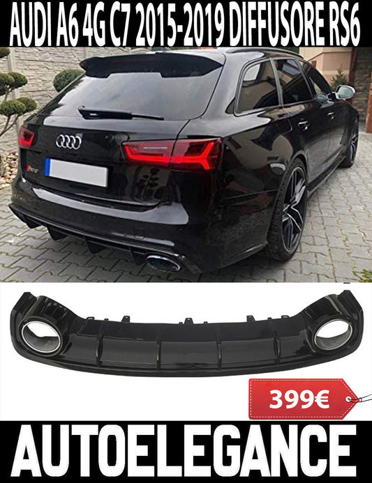 AUDI A6 4G C7 2015-2018 LIFT SOTTO PARAURTI POSTERIORE RS6 DIFFUSORE & TERMINALI AUTOELEGANCERICAMBI