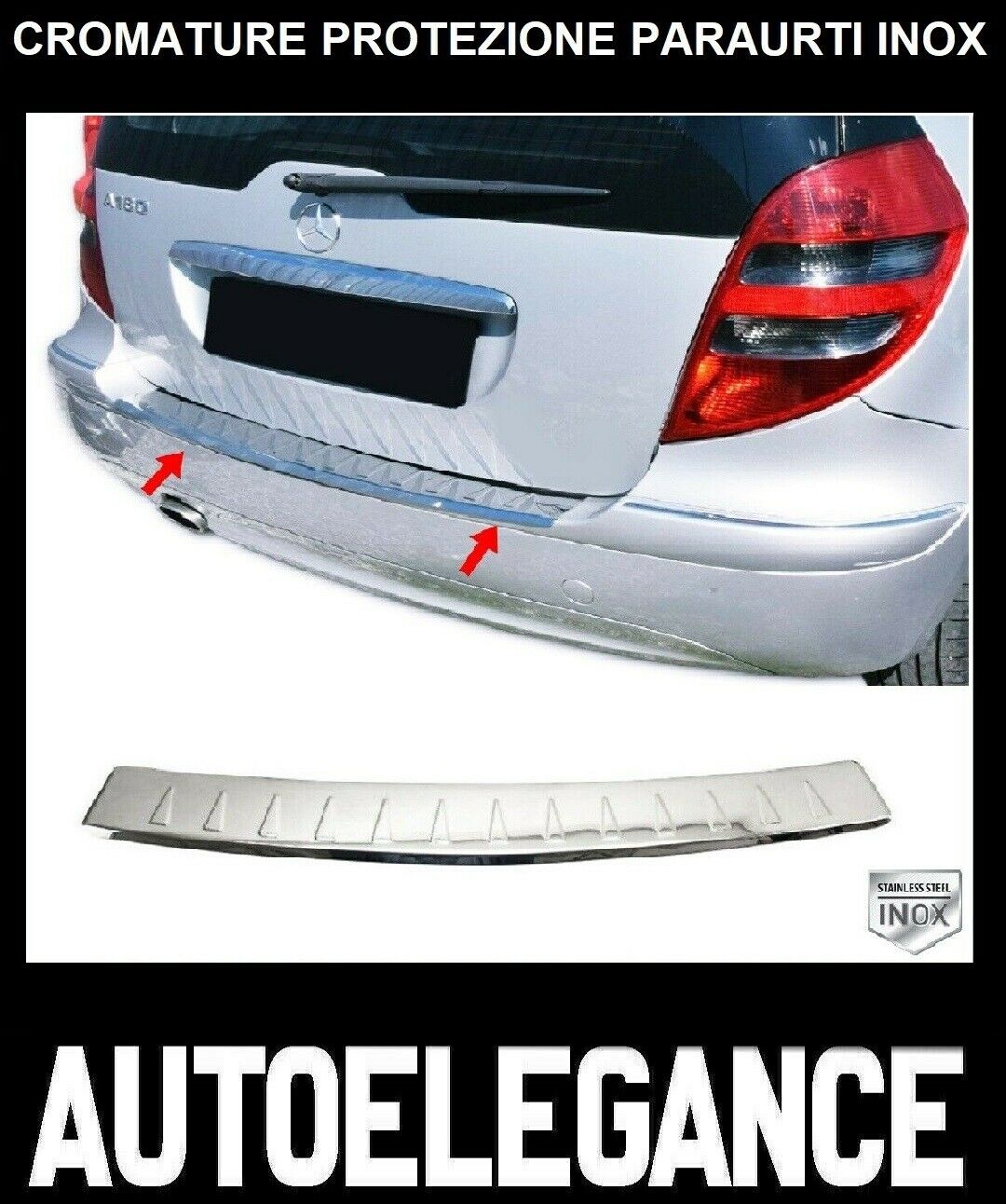 CROMATURA PROTEZIONE PARAURTI POST. MERCEDES A W169 2004-2012 INOX ADESIVO 0032 AUTOELEGANCERICAMBI