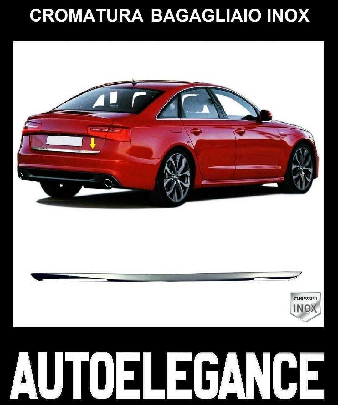 CROMATURA BAGAGLIAIO AUDI A6 C7 2010-2018 ACCIAIO INOX ADESIVO 0032 AUTOELEGANCERICAMBI