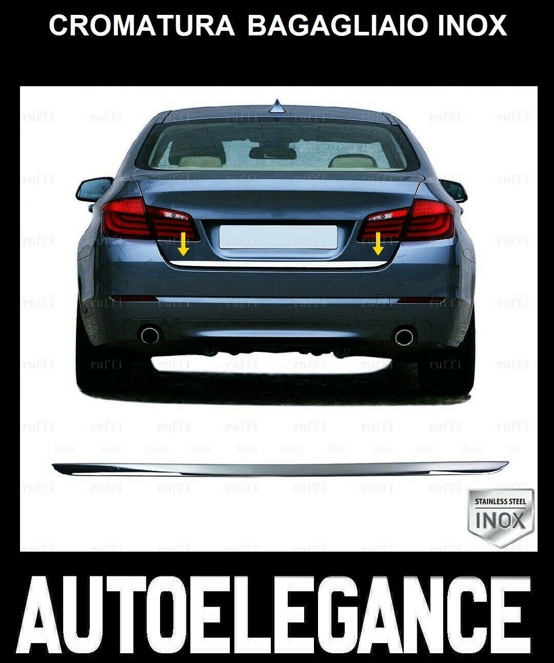 CROMATURA BAGAGLIAIO SOTTO BMW SERIE 5 F10 2009-2016 ACCIAIO INOX ADESIVO 0032 AUTOELEGANCERICAMBI