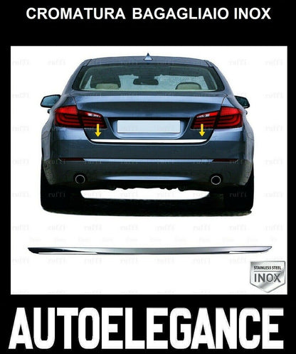 CROMATURA BAGAGLIAIO SOTTO BMW SERIE 5 F10 2009-2016 ACCIAIO INOX ADESIVO 0032 AUTOELEGANCERICAMBI