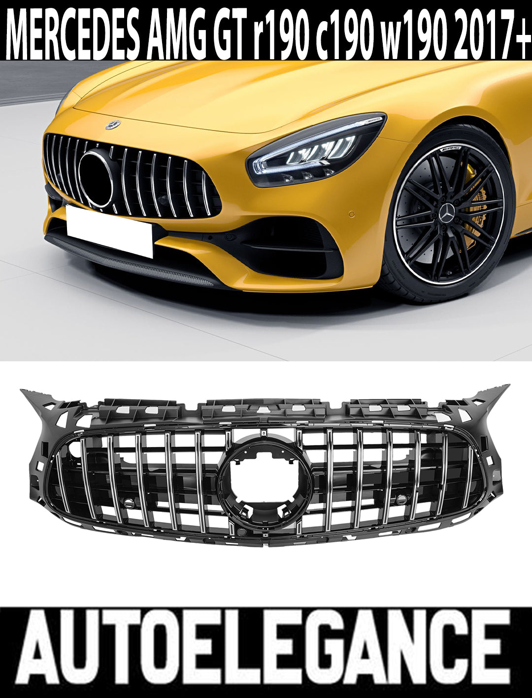FRONT GRILLE MERCEDES AMG GT R190 C190 2017+ AMG MASK SATIN PROFILES