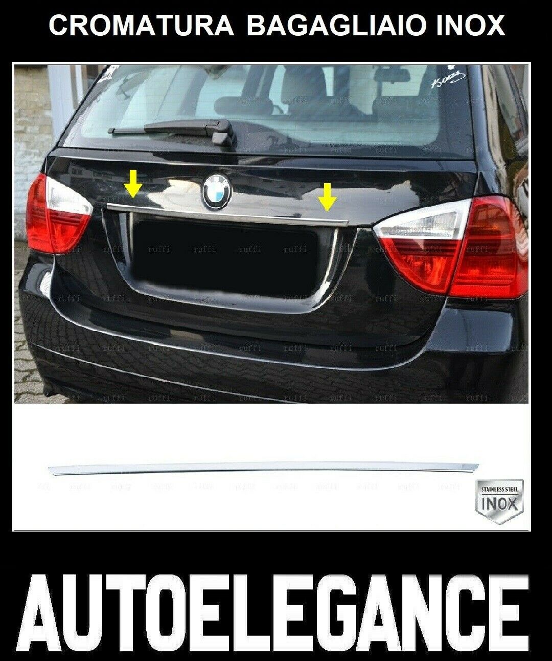 CROMATURA BAGAGLIAIO BMW X5 E70 2006-2013 ACCIAIO INOX ADESIVO 0032 AUTOELEGANCERICAMBI