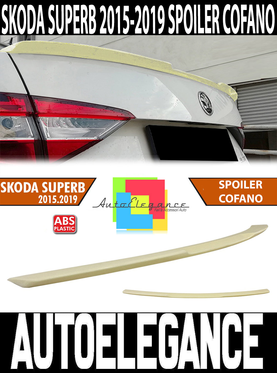 SKODA SUPERB III 2015+ REAR BONNET SPOILER TUNING LOOK SPORT ABS