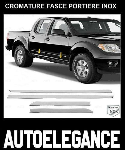 CROMATURA FASCE LATERALI PORTIERE 4PZ NISSAN NAVARA NP300 D40 INOX ADESIVO 0032 AUTOELEGANCERICAMBI
