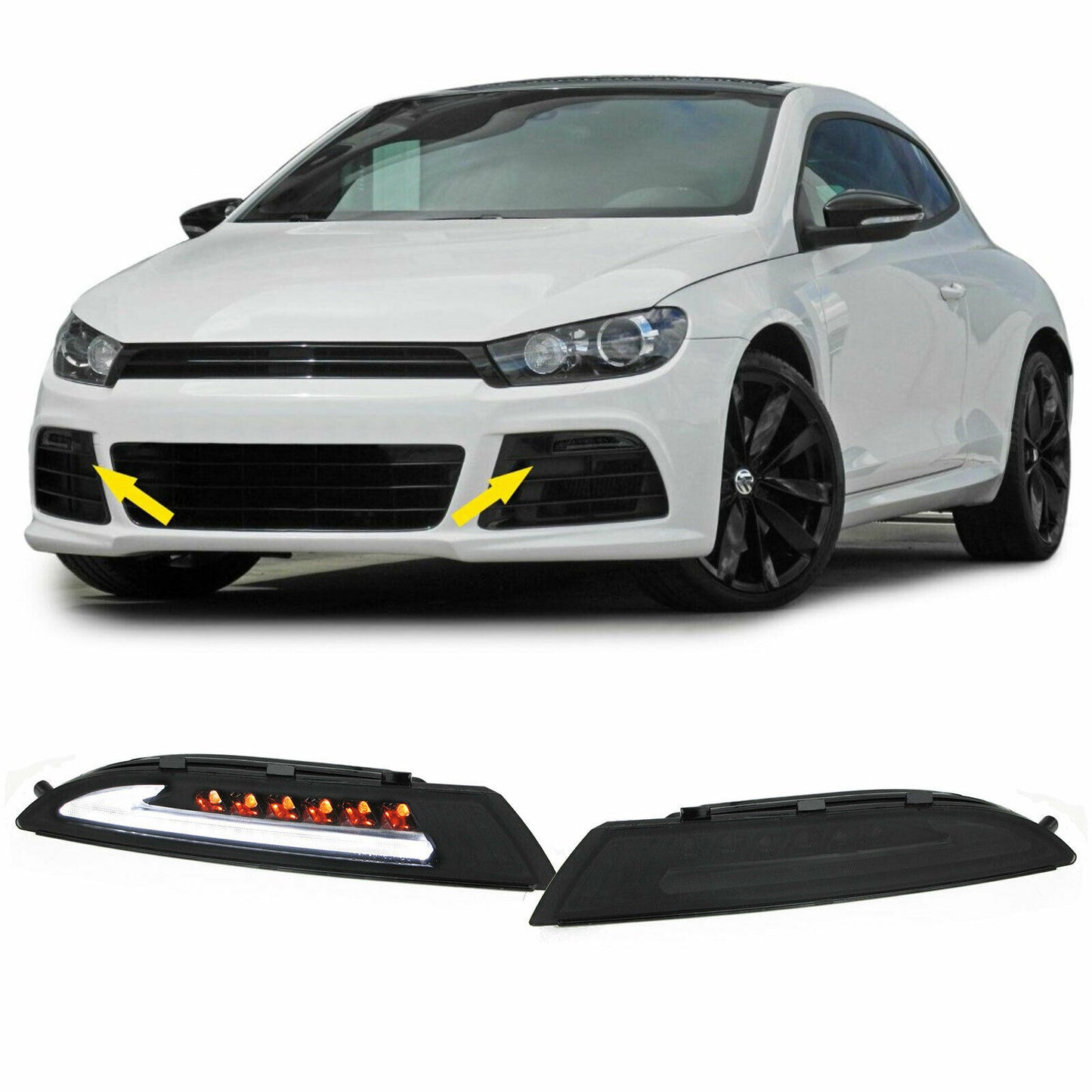 LUCI DI POSIZIONE DINAMICHE NERE A LED VW SCIROCCO 137 2008-2013