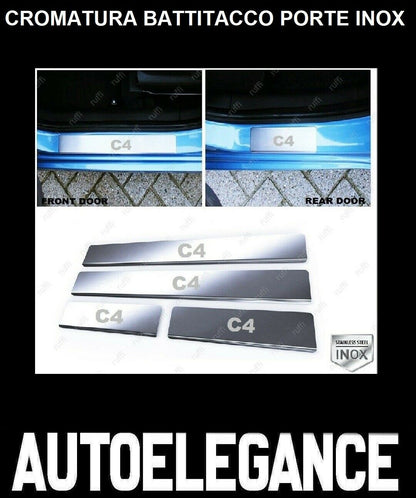 CROMATURA BATTITACCO PORTE CITROEN C4 2010+ ACCIAIO INOX ADESIVO 0032 AUTOELEGANCERICAMBI