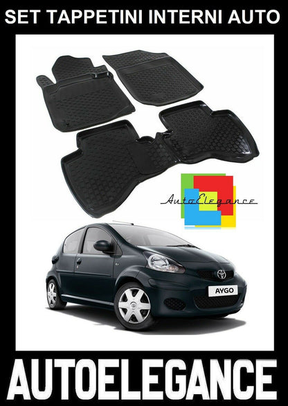 SET OF CUSTOM RUBBER CAR INTERIOR MATS TOYOTA AYGO 2005-2014 -AT-